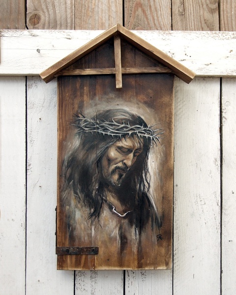 Obraz malowany na starych deskach - Chrystus Obraz malowany na starych deskach - Chrystus