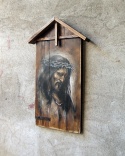 Obraz malowany na starych deskach - Chrystus