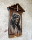 Obraz malowany na starych deskach - Chrystus