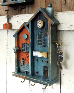 Drewniany wieszak na klucze - seria Zabytkowe dworce