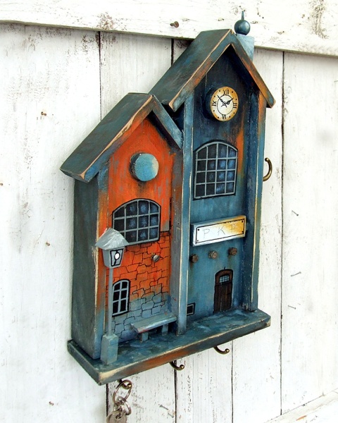 Drewniany wieszak na klucze - seria Zabytkowe dworce