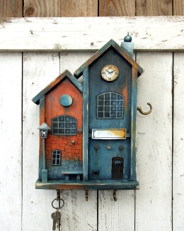 Drewniany wieszak na klucze - seria Zabytkowe dworce