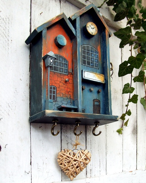 Drewniany wieszak na klucze - seria Zabytkowe dworce