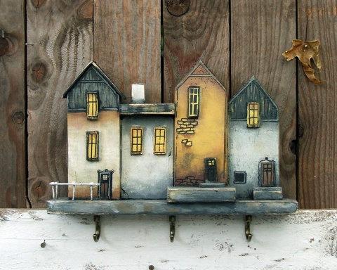 Drewniany wieszak na klucze - Cztery Kamienice