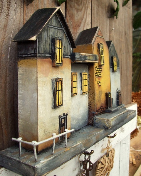 Drewniany wieszak na klucze - Cztery Kamienice