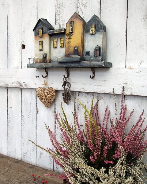 Drewniany wieszak na klucze - Cztery Kamienice