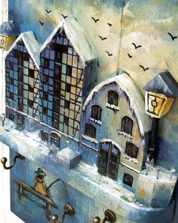 Drewniany wieszak na klucze - Poranek nad Brdą