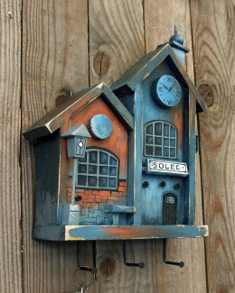 Drewniany wieszak na klucze, mały - seria Zabytkowe dworce