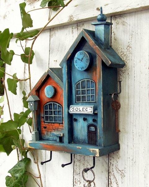 Drewniany wieszak na klucze, mały - seria Zabytkowe dworce