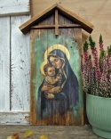 Obraz malowany na starych deskach - Madonna z Dzieciątkiem