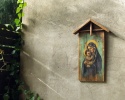Obraz malowany na starych deskach - Madonna z Dzieciątkiem