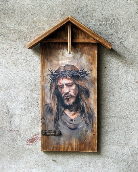 Obraz Chrystus - malowany na starych deskach Obraz Chrystus - malowany na starych deskach
