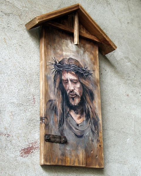 Obraz Chrystus - malowany na starych deskach Obraz Chrystus - malowany na starych deskach