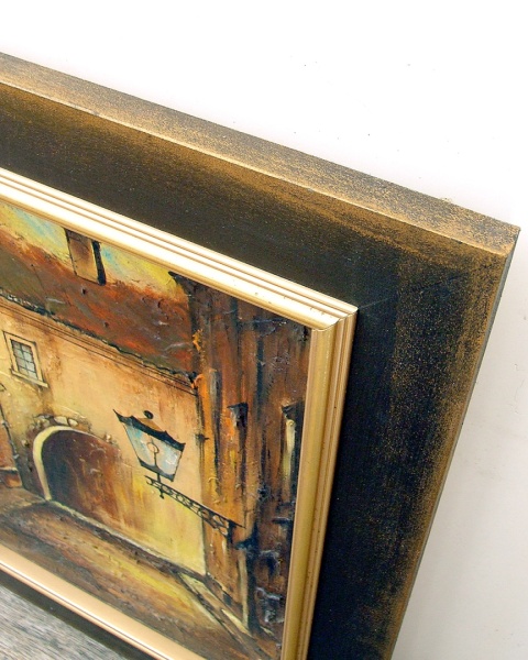 Dyptyk, dwa obrazy olejne w drewnianych ramach - Miejskie Zaułki