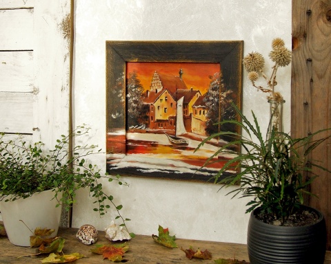 Obrazek w drewnianej ramce - Bydgoszcz Wenecja Obrazek w drewnianej ramce - Bydgoszcz Wenecja
