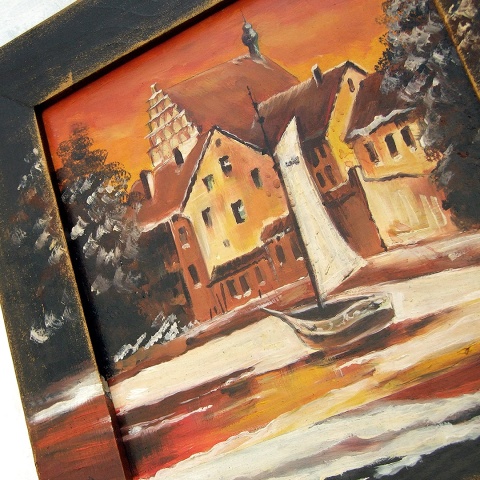 Obrazek w drewnianej ramce - Bydgoszcz Wenecja Obrazek w drewnianej ramce - Bydgoszcz Wenecja