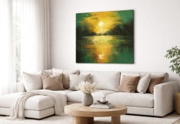 Pejzaż abstrakcyjny - zielony. Obraz malowany ręcznie na płótnie