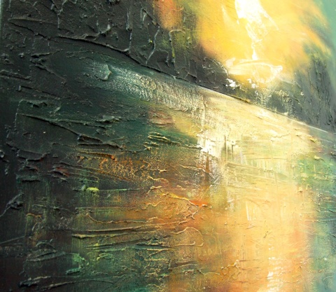 Pejzaż abstrakcyjny - zielony. Obraz malowany ręcznie na płótnie