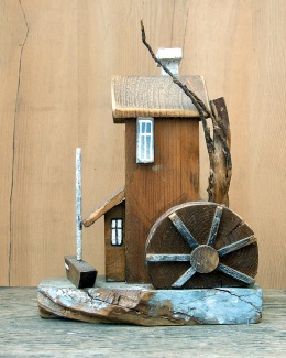 Dekoracja ze starego drewna - Młyn nad strugą
