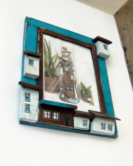 Drewniana ramka do zdjęć, na ścianę - Domki