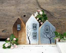 Leśne domki - 3 domki dekoracyjne z drewna