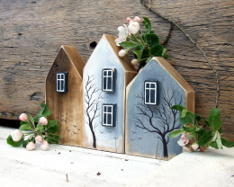 Leśne domki - 3 domki dekoracyjne z drewna