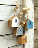 4 drewniane domki - zawieszki, dekoracja, ozdoba