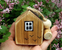 Drewniany domek - zawieszka, dekoracja, ozdoba