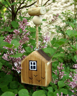 Drewniany domek - zawieszka, dekoracja, ozdoba