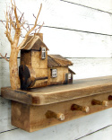 Drewniana półka do kuchni, z wieszaczkami - Na skraju wsi