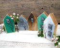 Leśne domki - zestaw 5 domków dekoracyjnych z drewna
