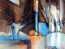 Pejzaż z wierzbami - obraz w drewnianej ramie