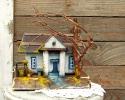 Wiejski dworek - drewniany, malowany, dekoracja do domu