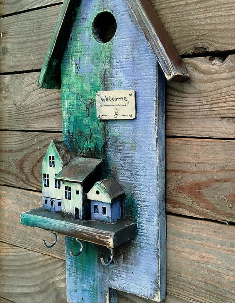 Drewniany wieszaczek na klucze - Leśny Zakątek