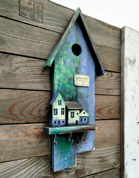 Drewniany wieszaczek na klucze - Leśny Zakątek