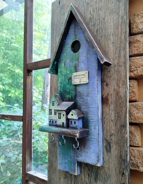 Drewniany wieszaczek na klucze - Leśny Zakątek