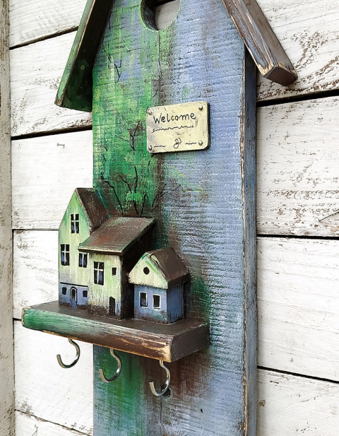 Drewniany wieszaczek na klucze - Leśny Zakątek